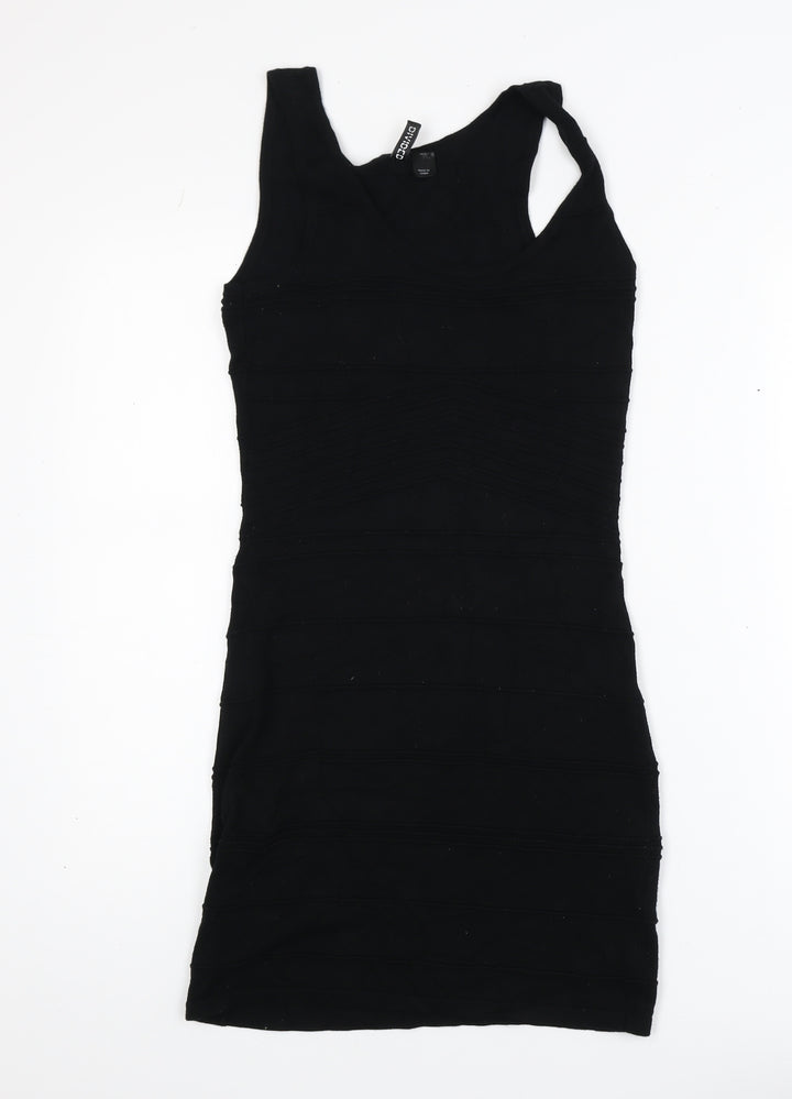 H&M Women Black Size 8 Sleeveless Bodycon Short Dress