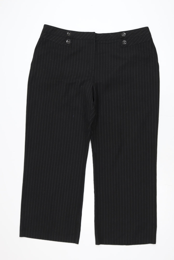 BHS Women’s Black Pinstripe Petite Size 18 Straight Leg Trousers