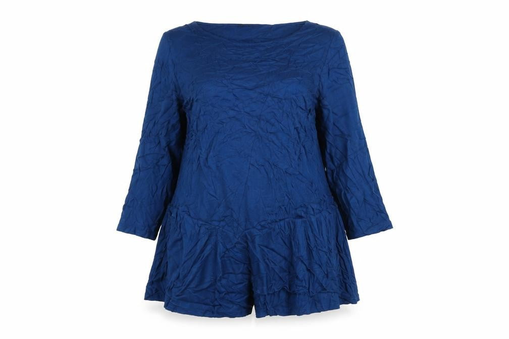 Front view of Phase Eight Women Blue Jersey Playsuit, size 18, Relaxed Fit
