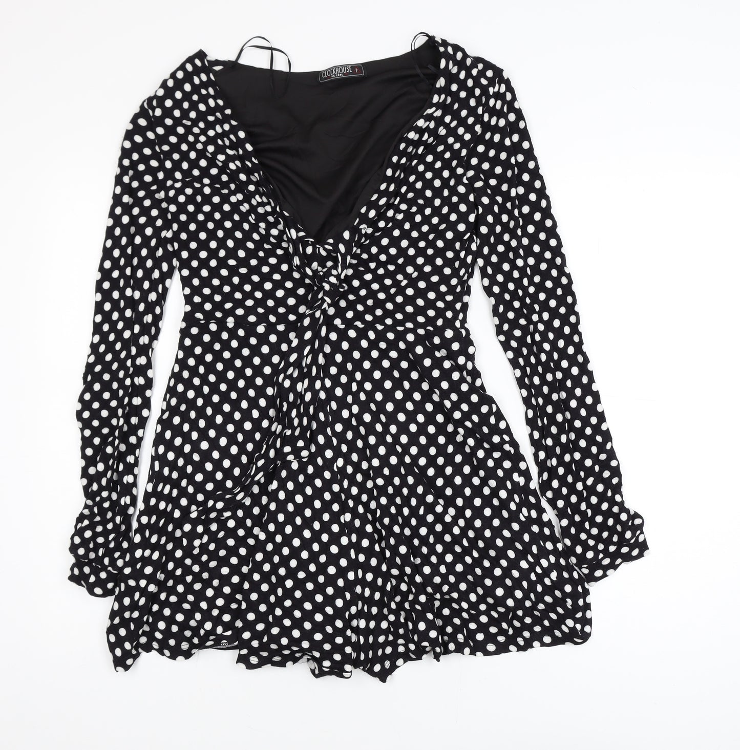 Clockhouse Women Black Polka Dot Fit & Flare Dress Size 12