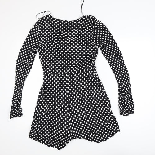 Clockhouse Women Black Polka Dot Fit & Flare Dress Size 12