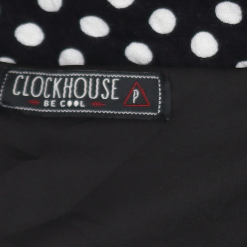 Clockhouse Women Black Polka Dot Fit & Flare Dress Size 12