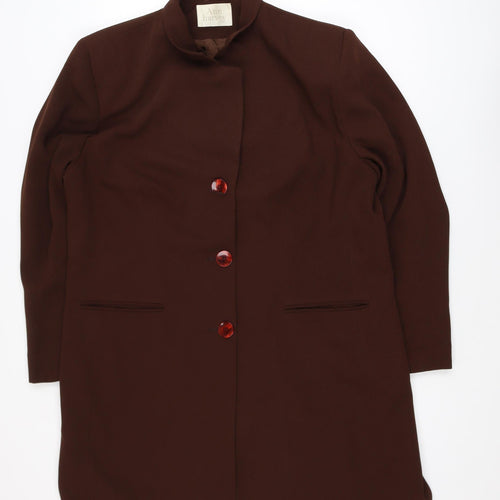 Ann Harvey Women Brown Long Sleeve Mid-Length Overcoat Size 18