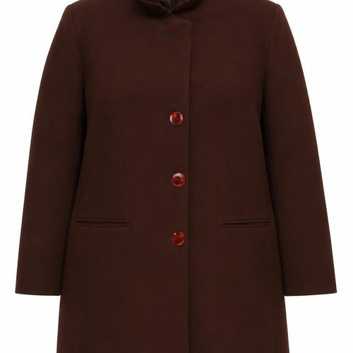 Ann Harvey Women Brown Long Sleeve Mid-Length Overcoat Size 18