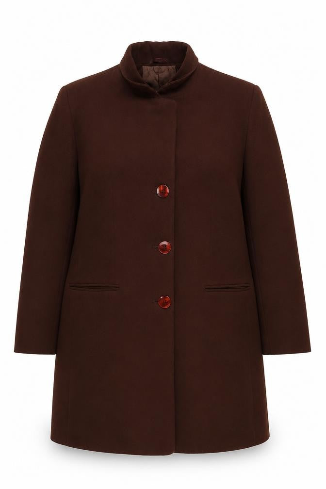Ann Harvey Women Brown Long Sleeve Mid-Length Overcoat Size 18