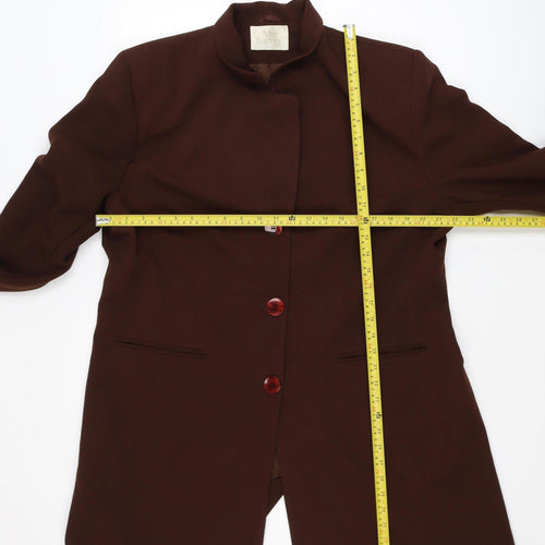 Ann Harvey Women Brown Long Sleeve Mid-Length Overcoat Size 18