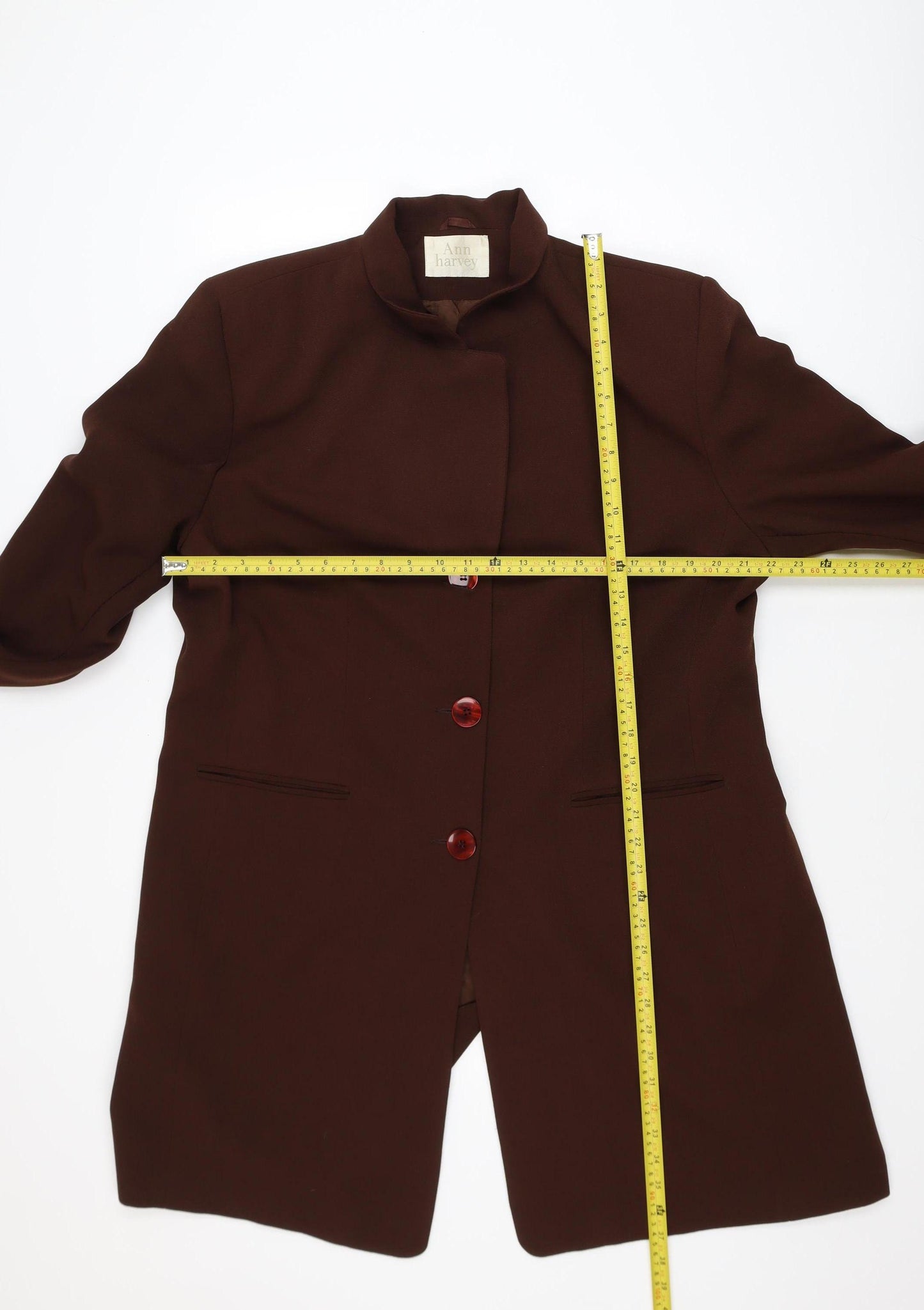 Ann Harvey Women Brown Long Sleeve Mid-Length Overcoat Size 18