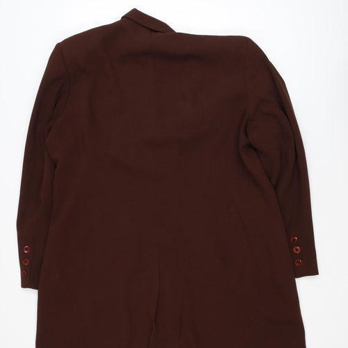 Ann Harvey Women Brown Long Sleeve Mid-Length Overcoat Size 18