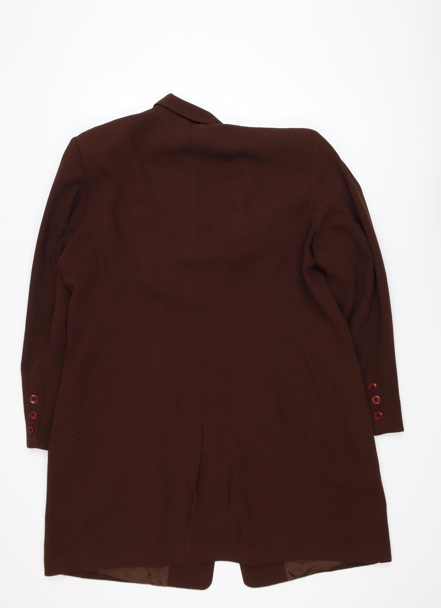 Ann Harvey Women Brown Long Sleeve Mid-Length Overcoat Size 18