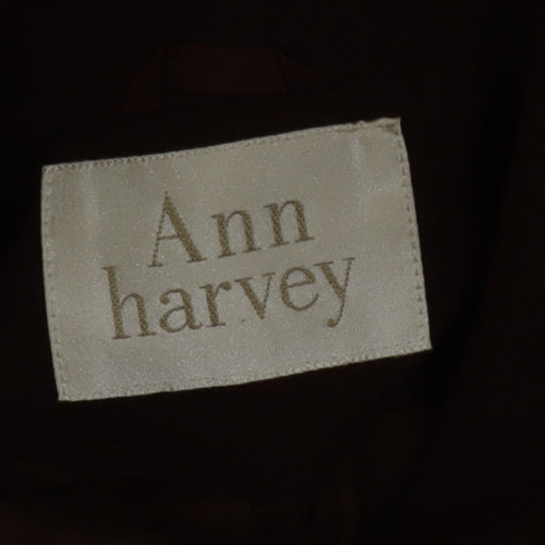 Ann Harvey Women Brown Long Sleeve Mid-Length Overcoat Size 18