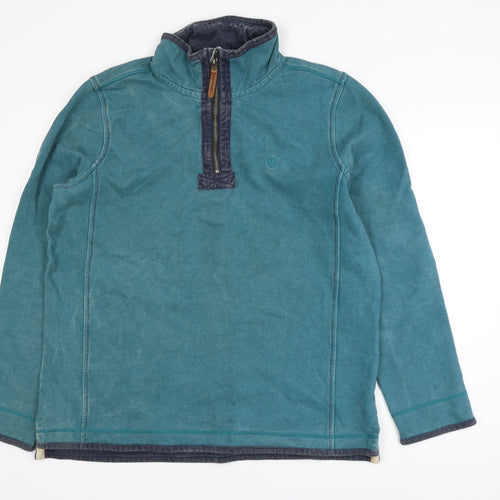 FatFace Men's Blue 1/2 Zip Cotton Long Sleeve Casual Top Size L