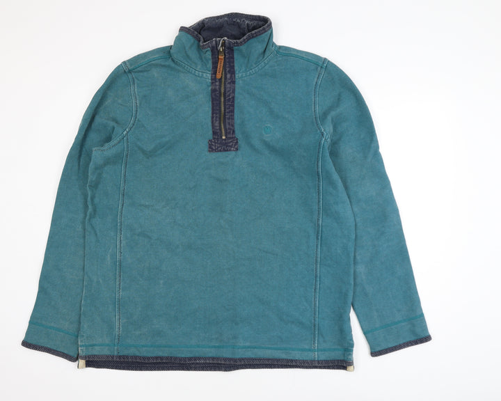 FatFace Men's Blue 1/2 Zip Cotton Long Sleeve Casual Top Size L