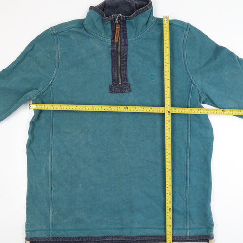 FatFace Men's Blue 1/2 Zip Cotton Long Sleeve Casual Top Size L