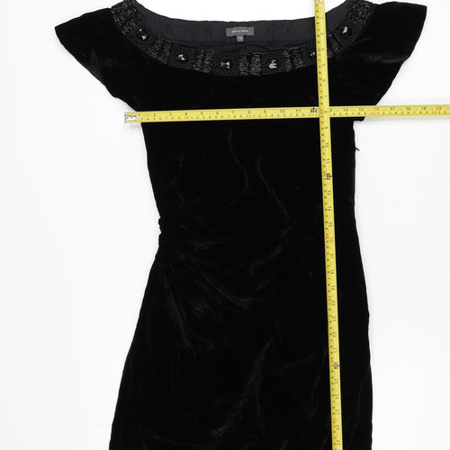 Pied A Terre Womens Black Velvet Beaded Bodycon Dress Size 10