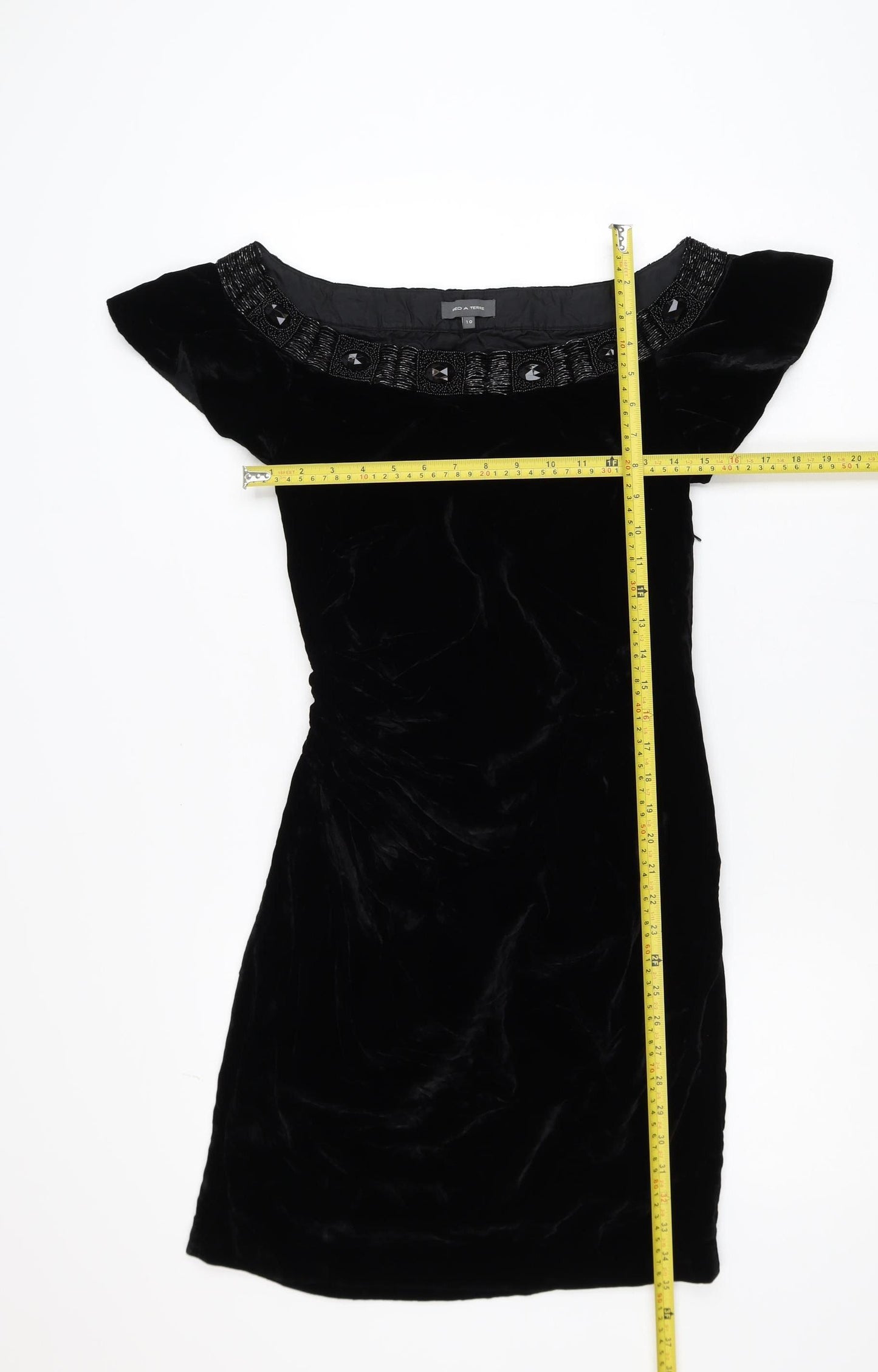 Pied A Terre Womens Black Velvet Beaded Bodycon Dress Size 10