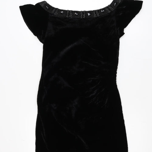Pied A Terre Womens Black Velvet Beaded Bodycon Dress Size 10