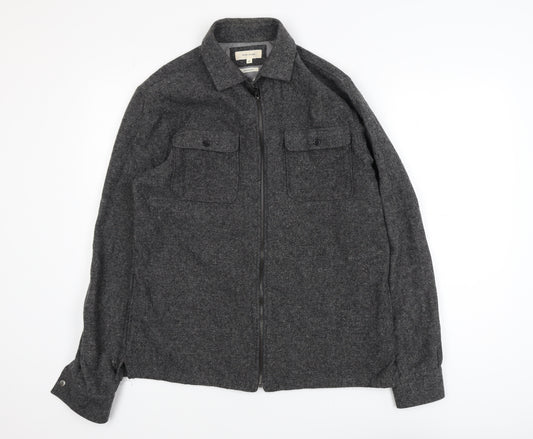 River Island Men's Grey Wool Blend Zip Jacket Medium