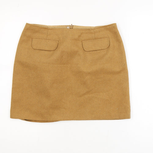 Papaya Women Beige Size 12 Straight Wool Blend Mini Skirt