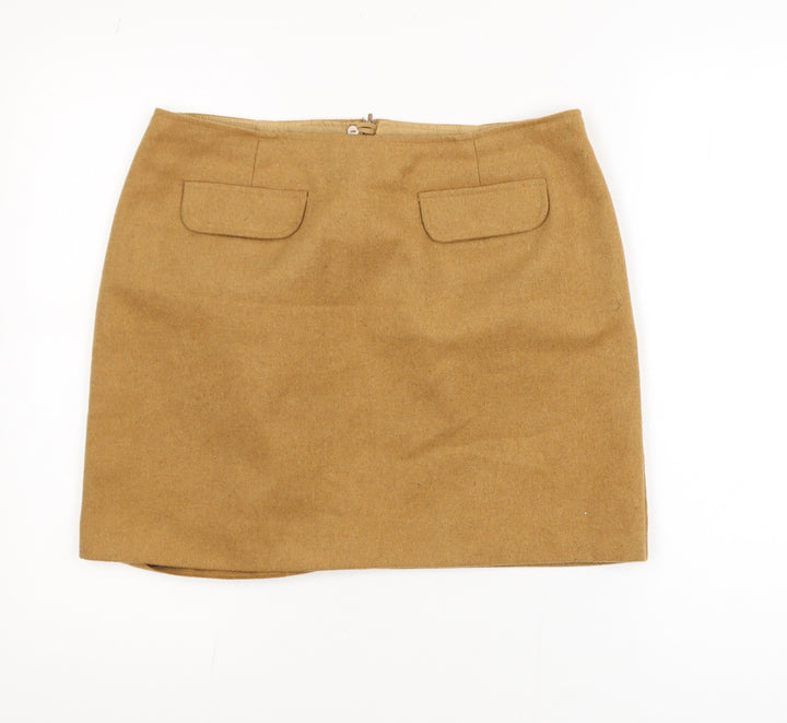 Papaya Women Beige Size 12 Straight Wool Blend Mini Skirt