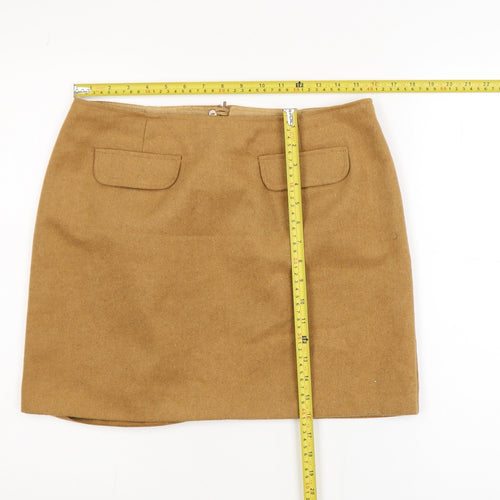 Papaya Women Beige Size 12 Straight Wool Blend Mini Skirt