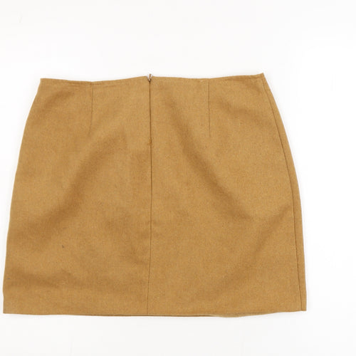 Papaya Women Beige Size 12 Straight Wool Blend Mini Skirt