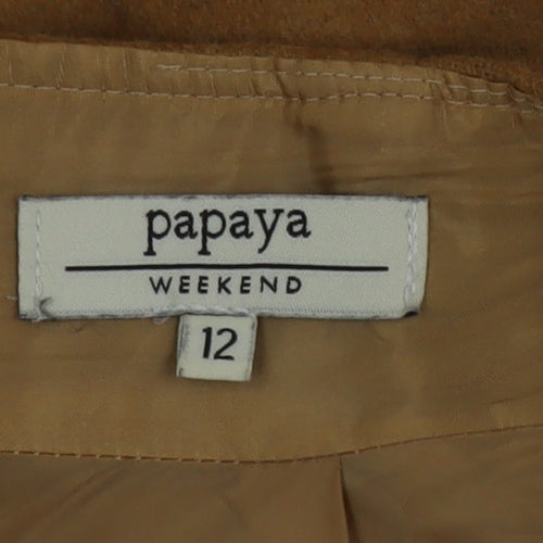 Papaya Women Beige Size 12 Straight Wool Blend Mini Skirt