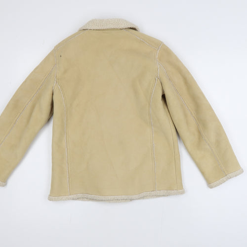 GAP Girls Beige Faux Suede Pea Coat Lined Double-Breasted Size 10 Years
