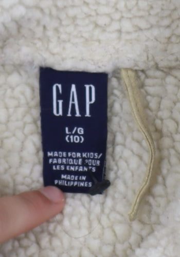 GAP Girls Beige Faux Suede Pea Coat Lined Double-Breasted Size 10 Years