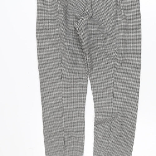 H&M Women Black Houndstooth Slim Leg Stretch Trousers UK 10