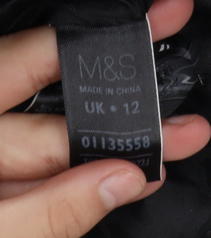 Marks and Spencer Per Una Women's Black Wool Blend Check Coat UK 12