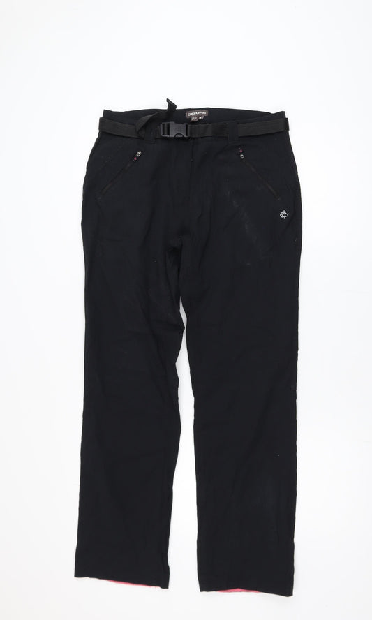 Craghoppers Womens Black Cargo Trousers Size 12 Regular Polyamide Stretch