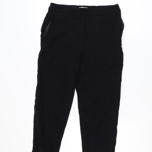 Jaeger Women’s Black Wool Blend Cropped Tapered Trousers Size 10