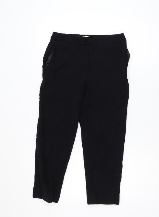 Jaeger Women’s Black Wool Blend Cropped Tapered Trousers Size 10