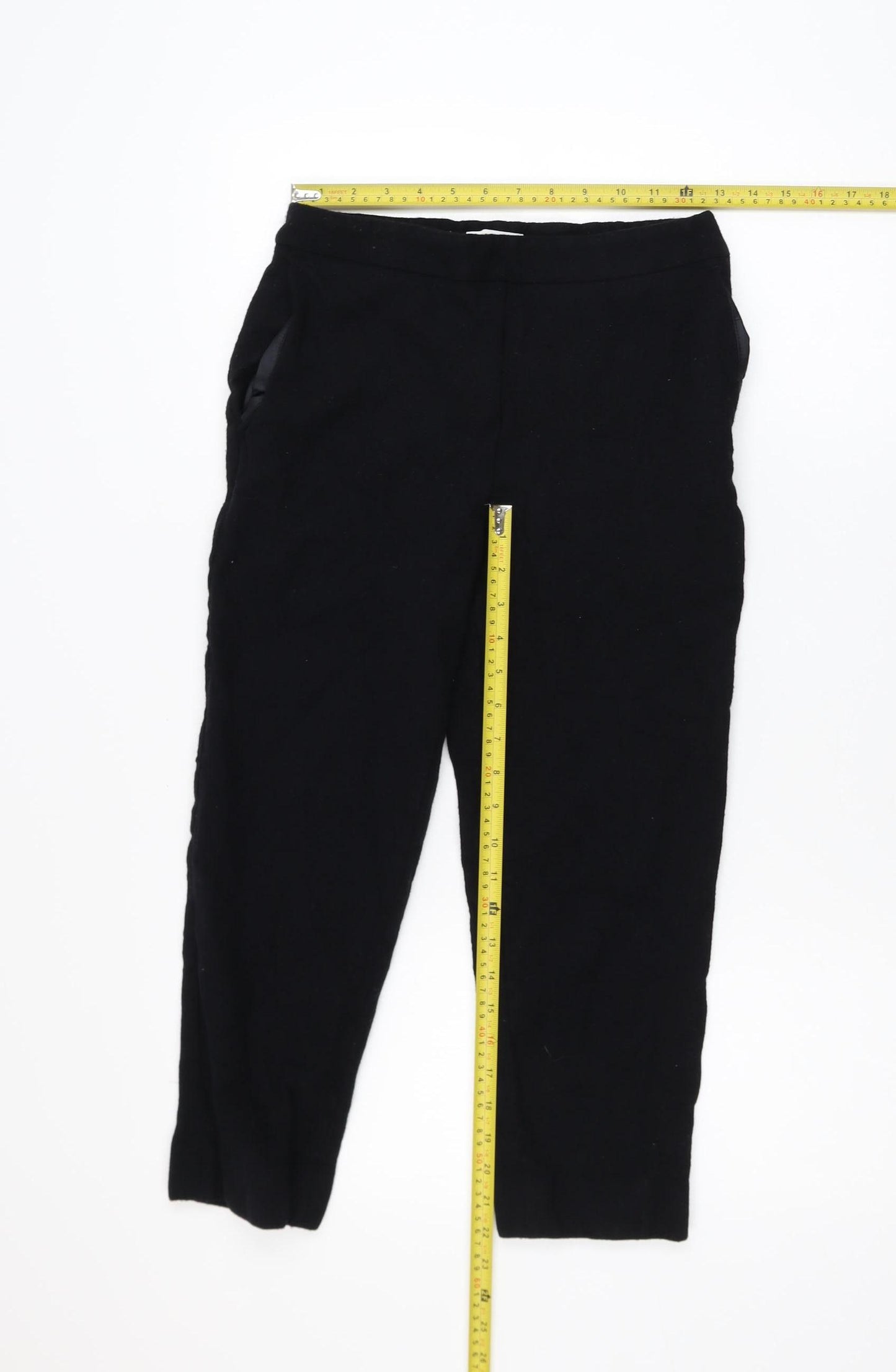 Jaeger Women’s Black Wool Blend Cropped Tapered Trousers Size 10