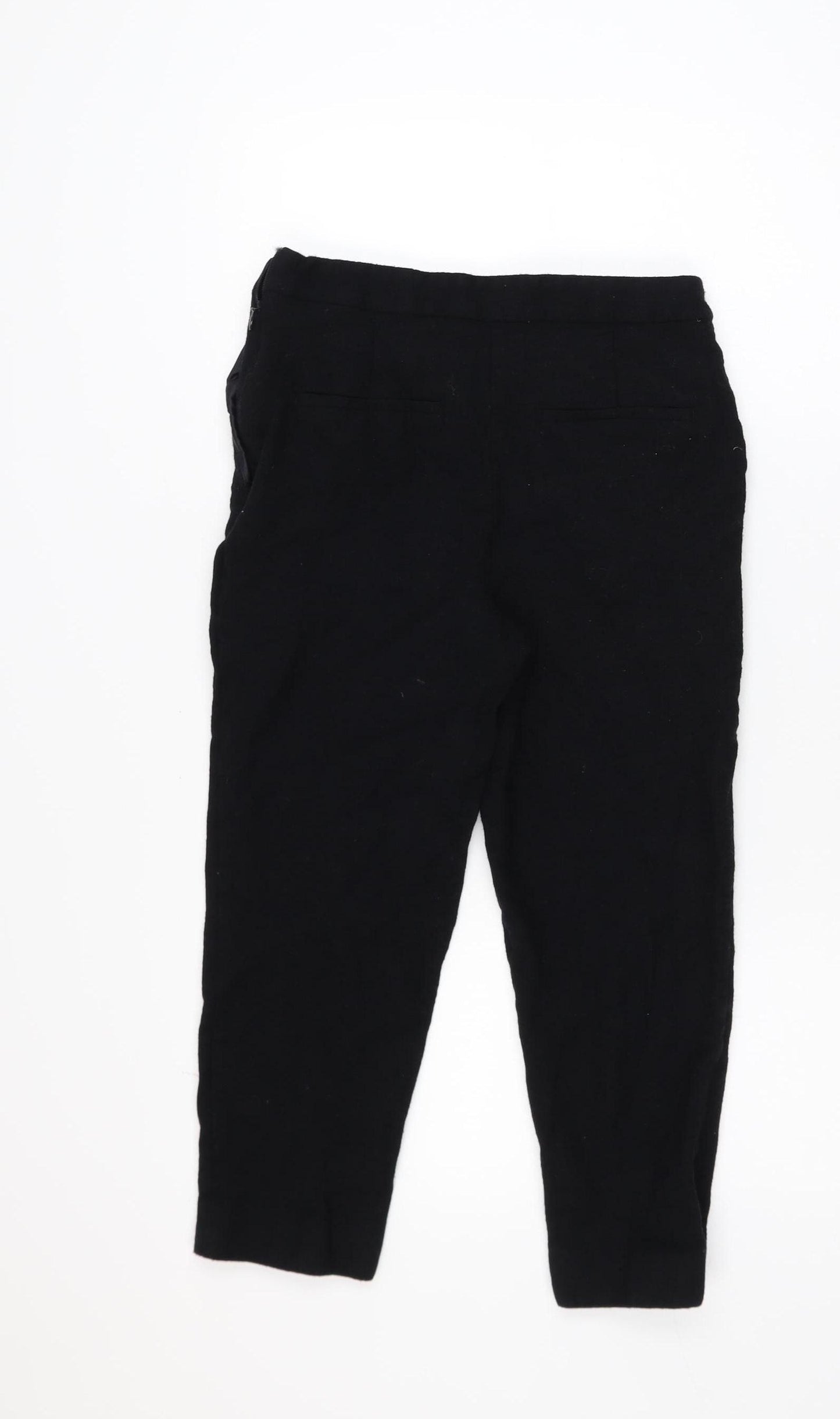 Jaeger Women’s Black Wool Blend Cropped Tapered Trousers Size 10