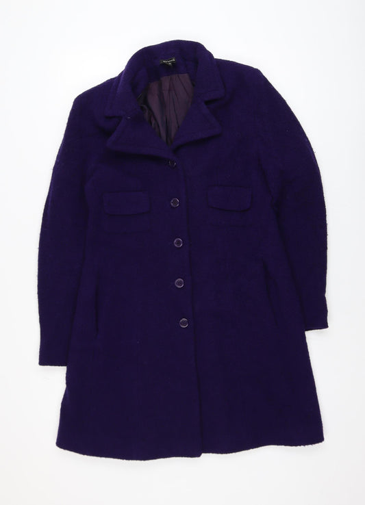 Kookai Women's Purple Wool Mid-Length Coat Size 14