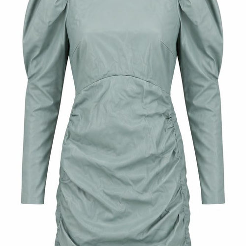 ZARA Women Green XS Bodycon Puff Sleeve Ruched Short Dress