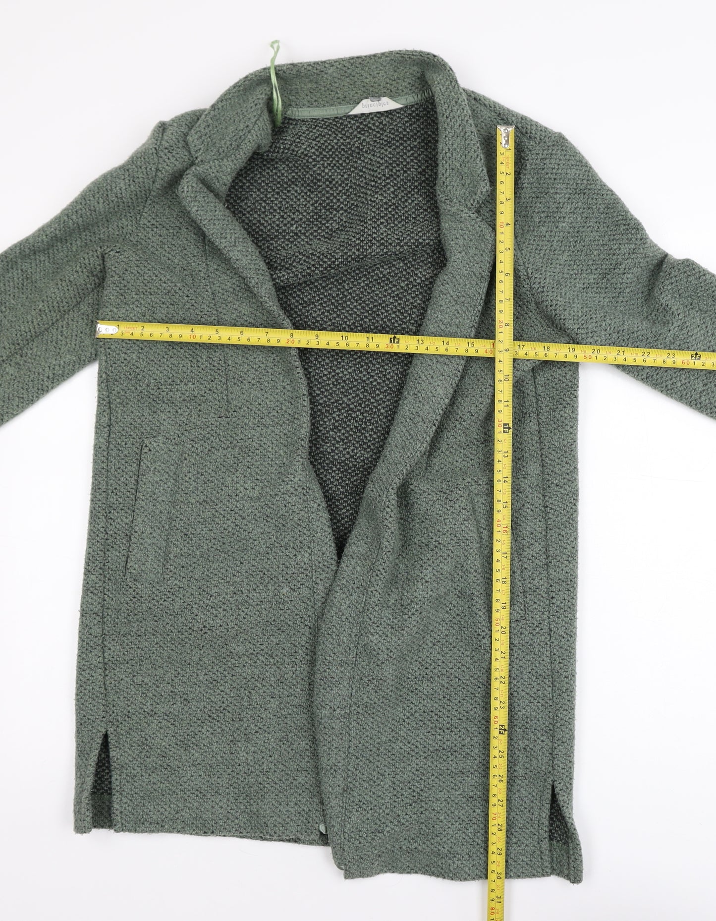 Principles Women’s Green Knit Mid-Length Open Coatigan Size 12