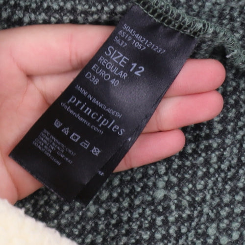 Principles Women’s Green Knit Mid-Length Open Coatigan Size 12