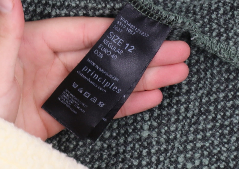 Principles Women’s Green Knit Mid-Length Open Coatigan Size 12