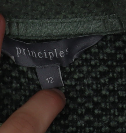 Principles Women’s Green Knit Mid-Length Open Coatigan Size 12