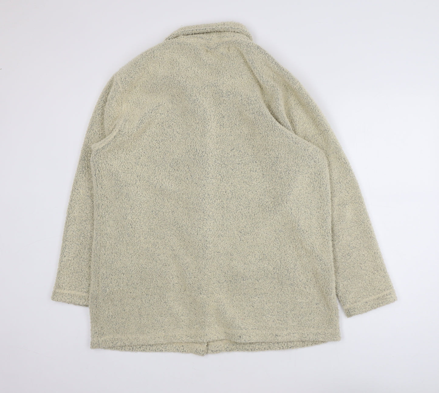 EWM Womens Beige Fleece Mid-Length Button Jacket Size 14