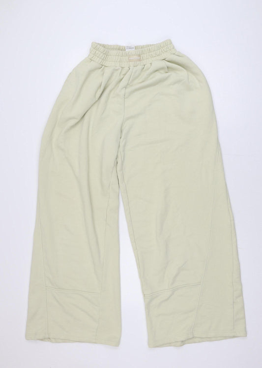 Zara Women’s Beige Wide-Leg Sweatpants M Cotton Blend Relaxed Fit