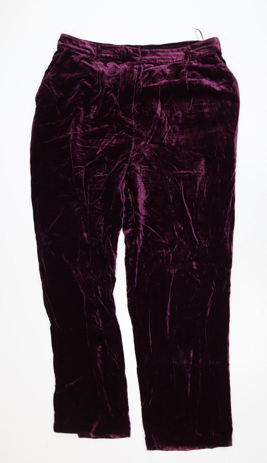 Hush Women’s Purple Velvet Straight Leg Trousers Size 18