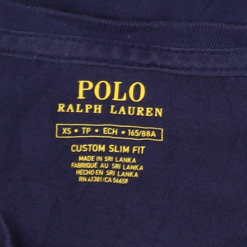 Ralph Lauren Men's Navy Blue Slim Fit Long Sleeve Cotton T-Shirt XS