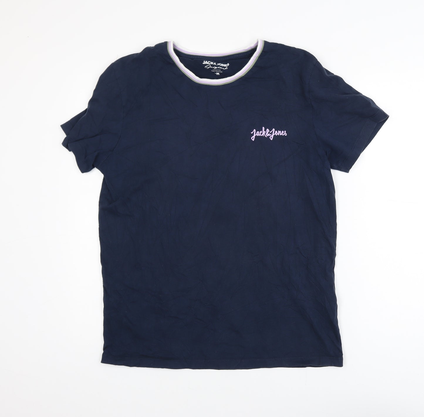Jack & Jones Men’s Blue Crew Neck Short Sleeve Cotton T-Shirt M