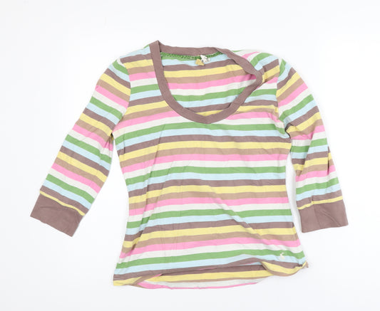 Tom Joule Women’s Multicoloured Striped 3/4 Sleeve Cotton T-Shirt Size 12