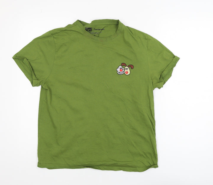Comic Relief Aardman Green Men's Medium Graphic Cotton T-Shirt