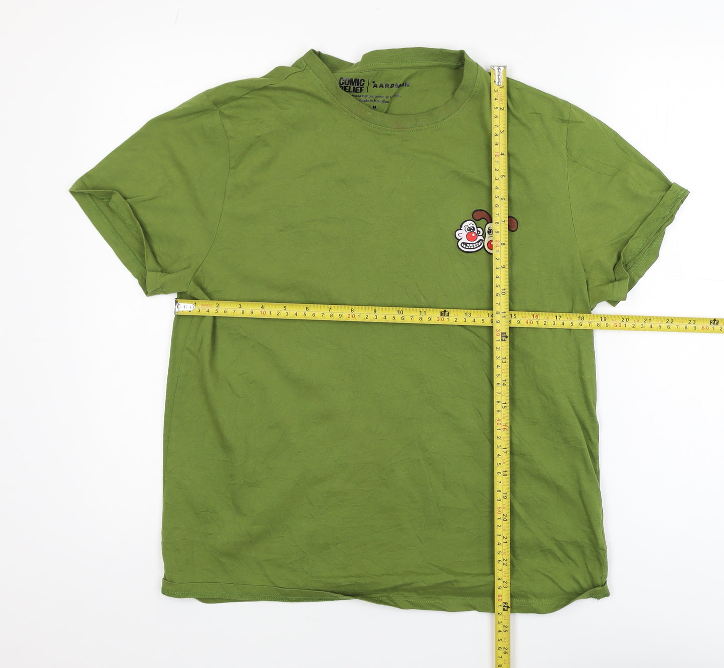 Comic Relief Aardman Green Men's Medium Graphic Cotton T-Shirt