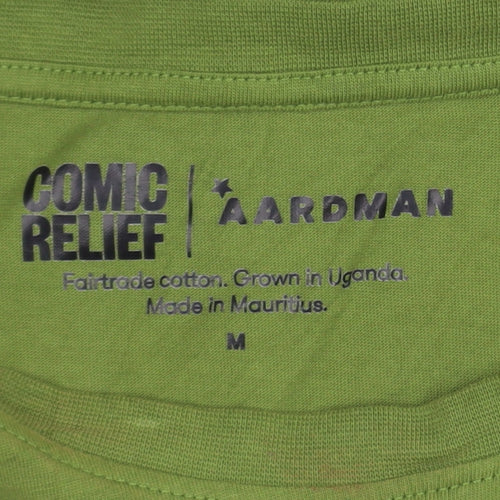 Comic Relief Aardman Green Men's Medium Graphic Cotton T-Shirt